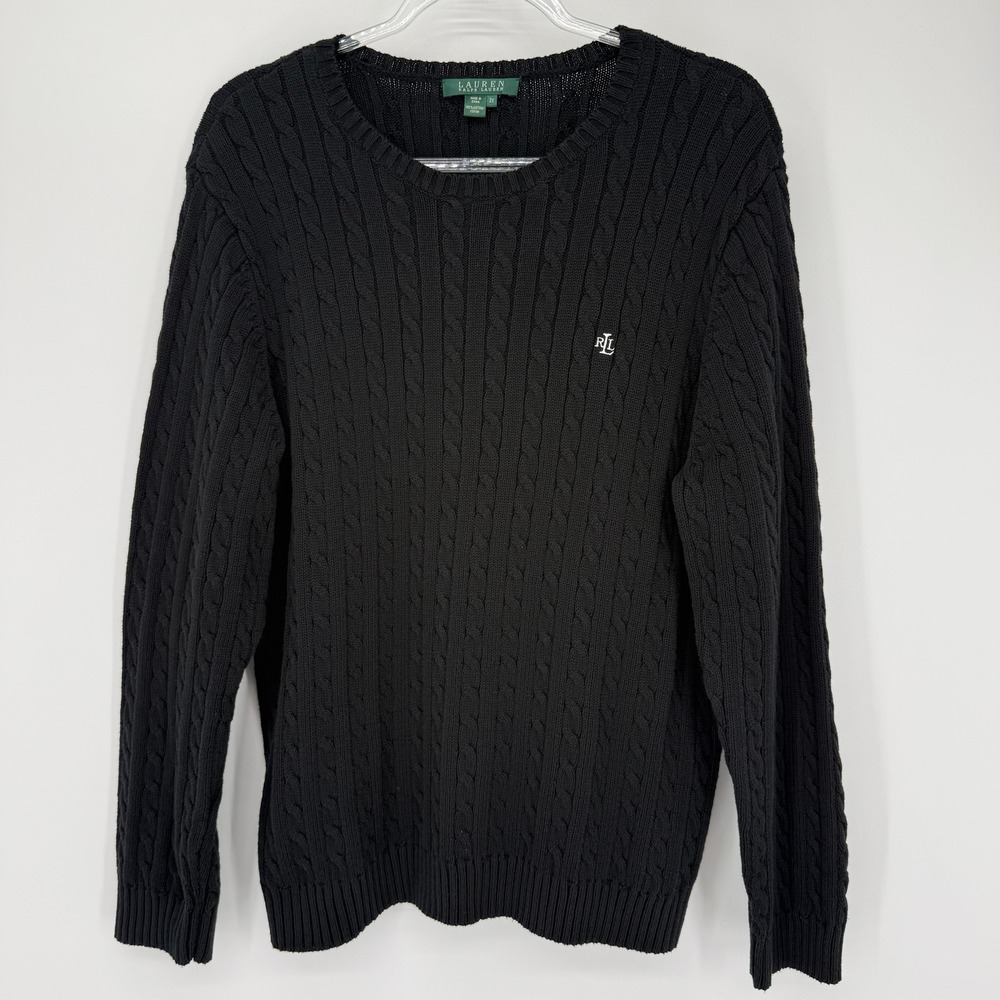 Lauren Ralph Lauren Women's‎ Black Cable Knit Sweater Vintage